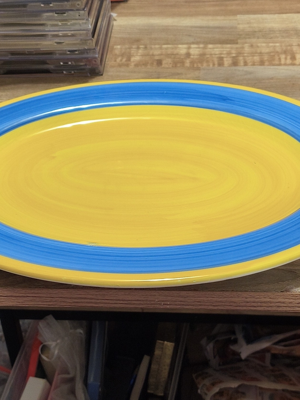 Yellow and Blue Ceramic Serving Platter - Furio Home Made In Italy